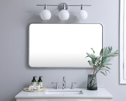 Aura, Soft Corner Metal Rectangular Mirror 24X40 Inch in, Modern, Silver - MR2802440S