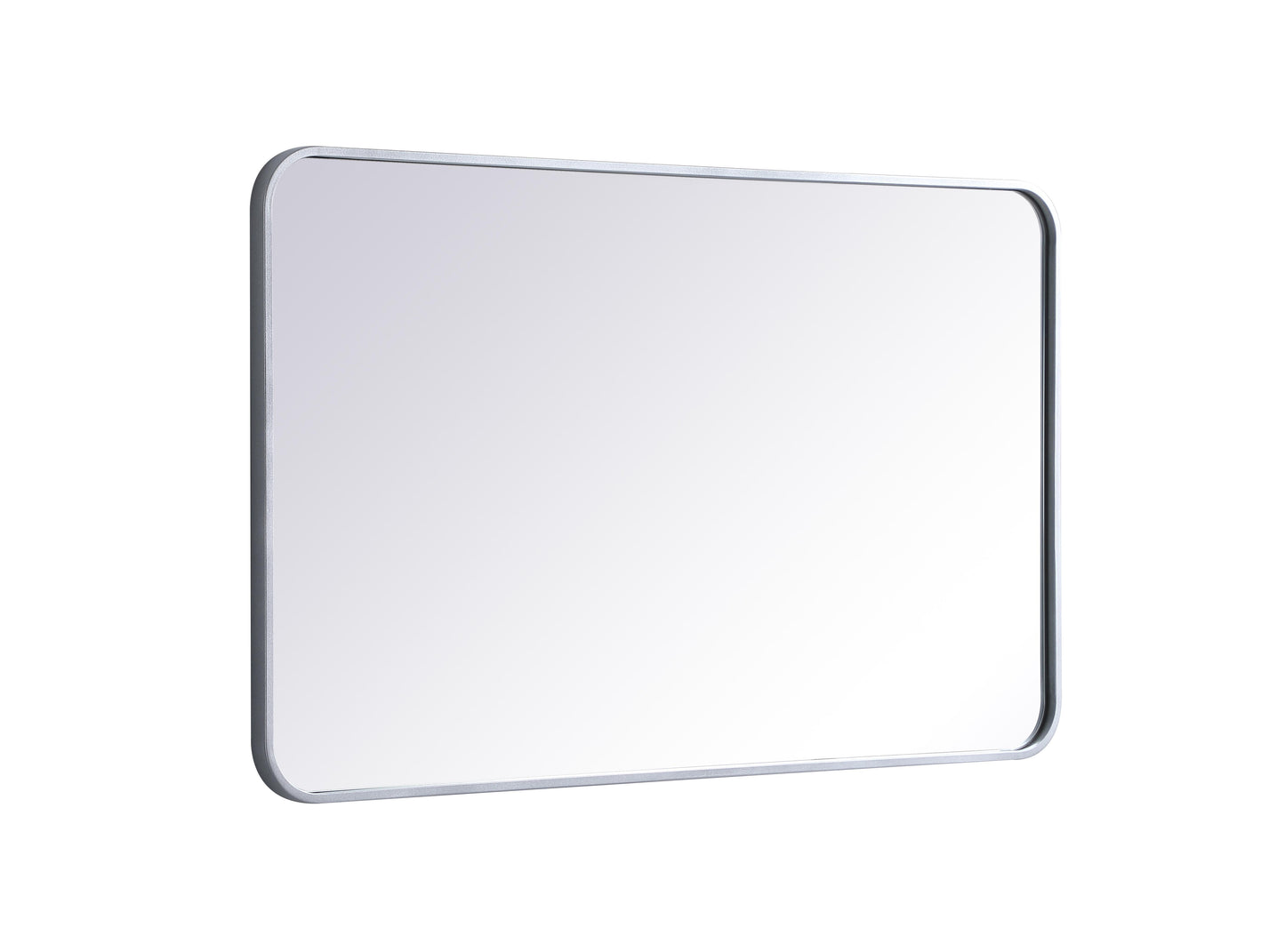 Aura, Soft Corner Metal Rectangular Mirror 24X40 Inch in, Modern, Silver - MR2802440S