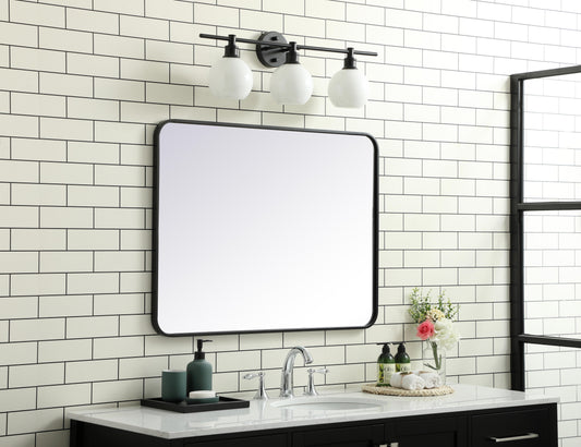 Aura, Soft Corner Metal Rectangular Mirror 27X36 Inch in, Modern, Black - MR2802736BK