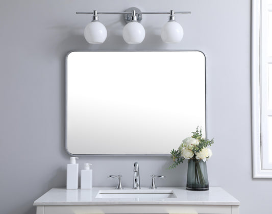 Aura, Soft Corner Metal Rectangular Mirror 27X36 Inch in, Modern, Silver - MR2802736S