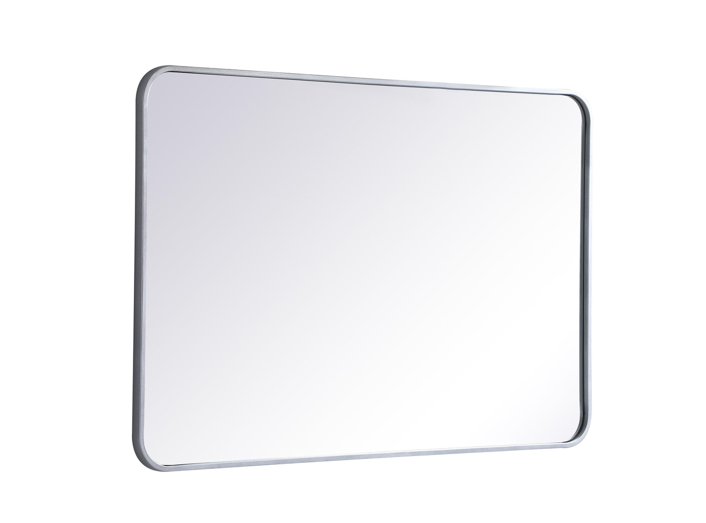 Aura, Soft Corner Metal Rectangular Mirror 27X40 Inch in, Modern, Silver - MR2802740S