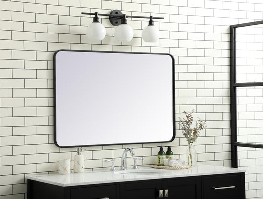 Aura, Soft Corner Metal Rectangular Mirror 28X42 Inch in, Modern, Black - MR2802842BK