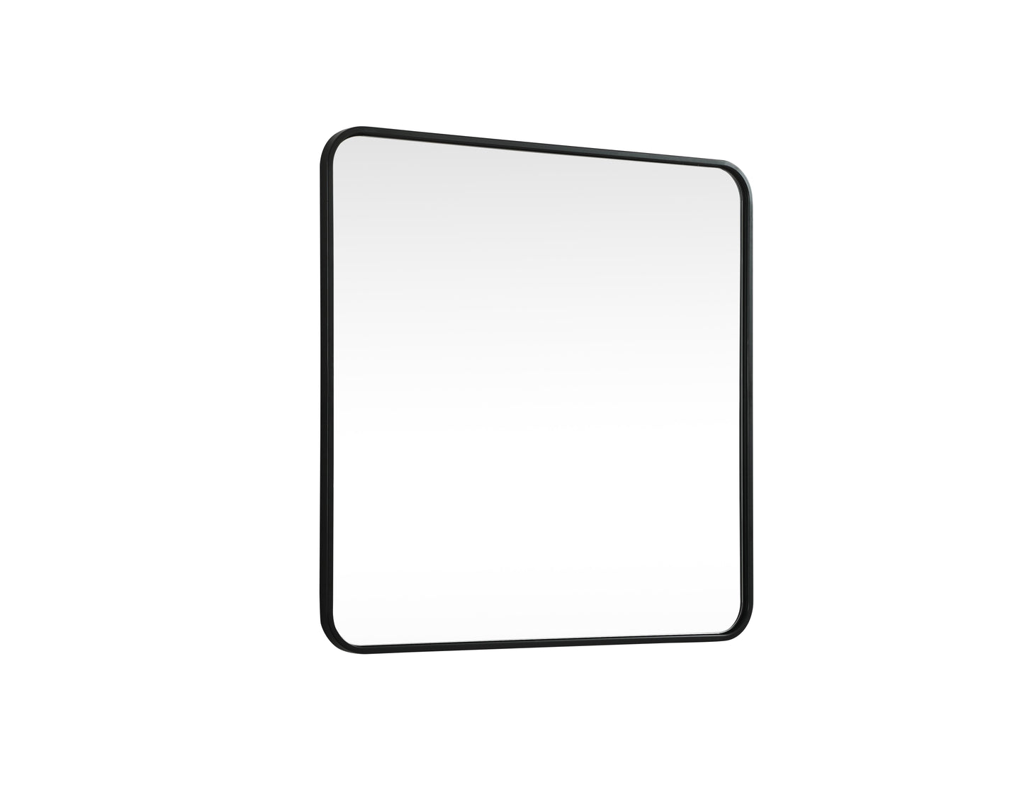 Aura, Soft Corner Metal Square Mirror 30X30 Inch in, Modern, Black - MR2803030BK