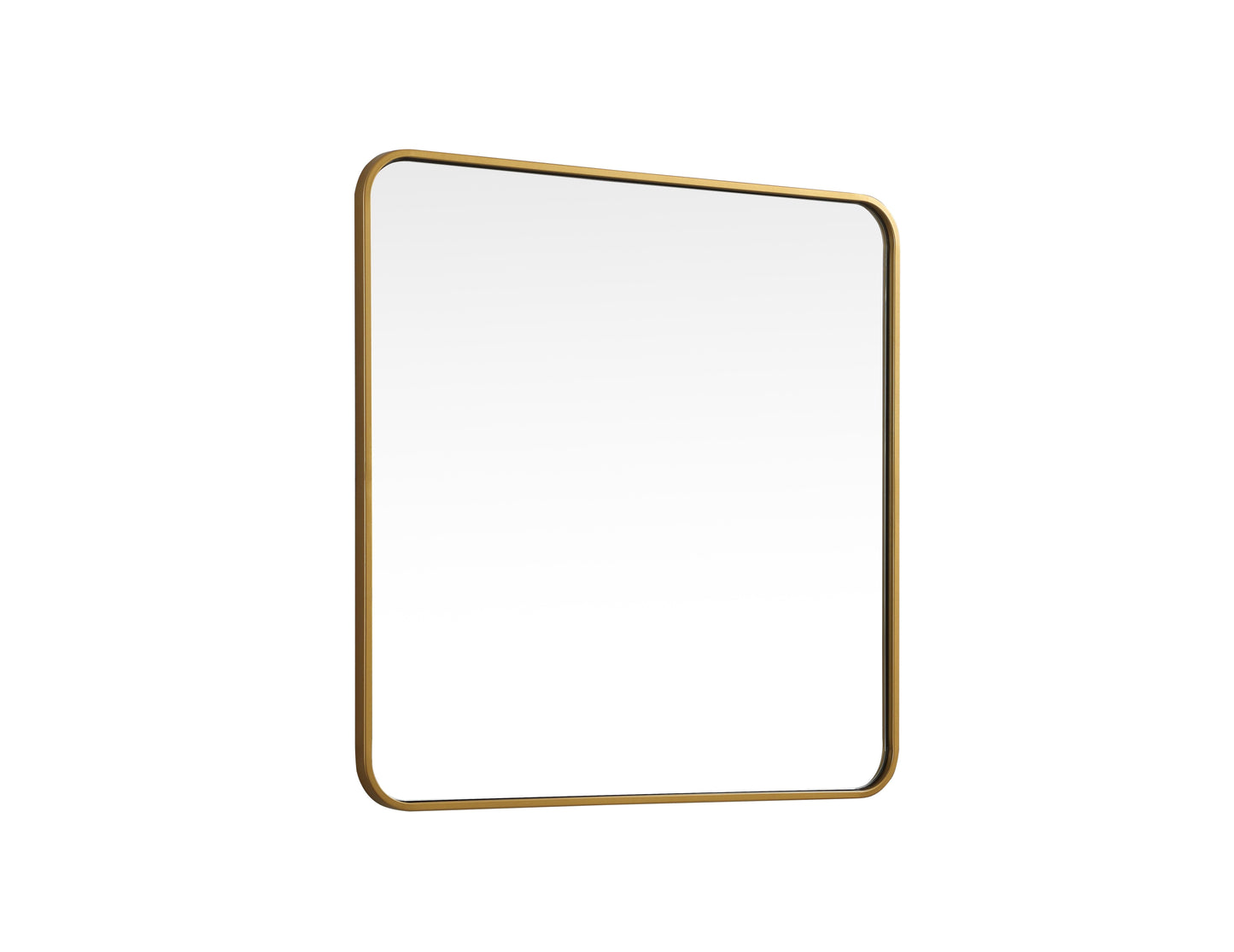 Aura, Soft Corner Metal Square Mirror 30X30 Inch in, Modern, Brass - MR2803030BR