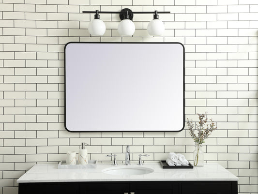 Aura, Soft Corner Metal Rectangular Mirror 30X40 Inch in, Modern, Black - MR2803040BK