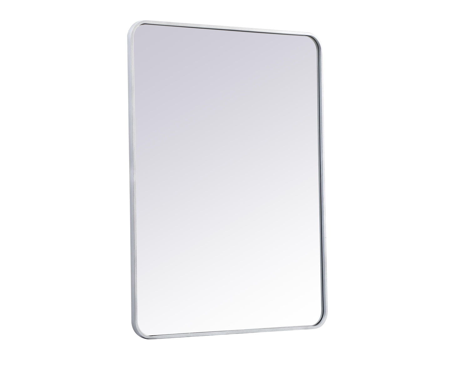 Aura, Soft Corner Metal Rectangular Mirror 30X40 Inch in, Modern, Silver - MR2803040S