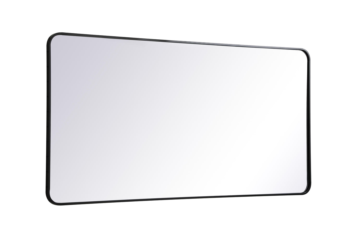 Aura, Soft Corner Metal Rectangular Mirror 30X60 Inch in, Modern, Black - MR2803060BK