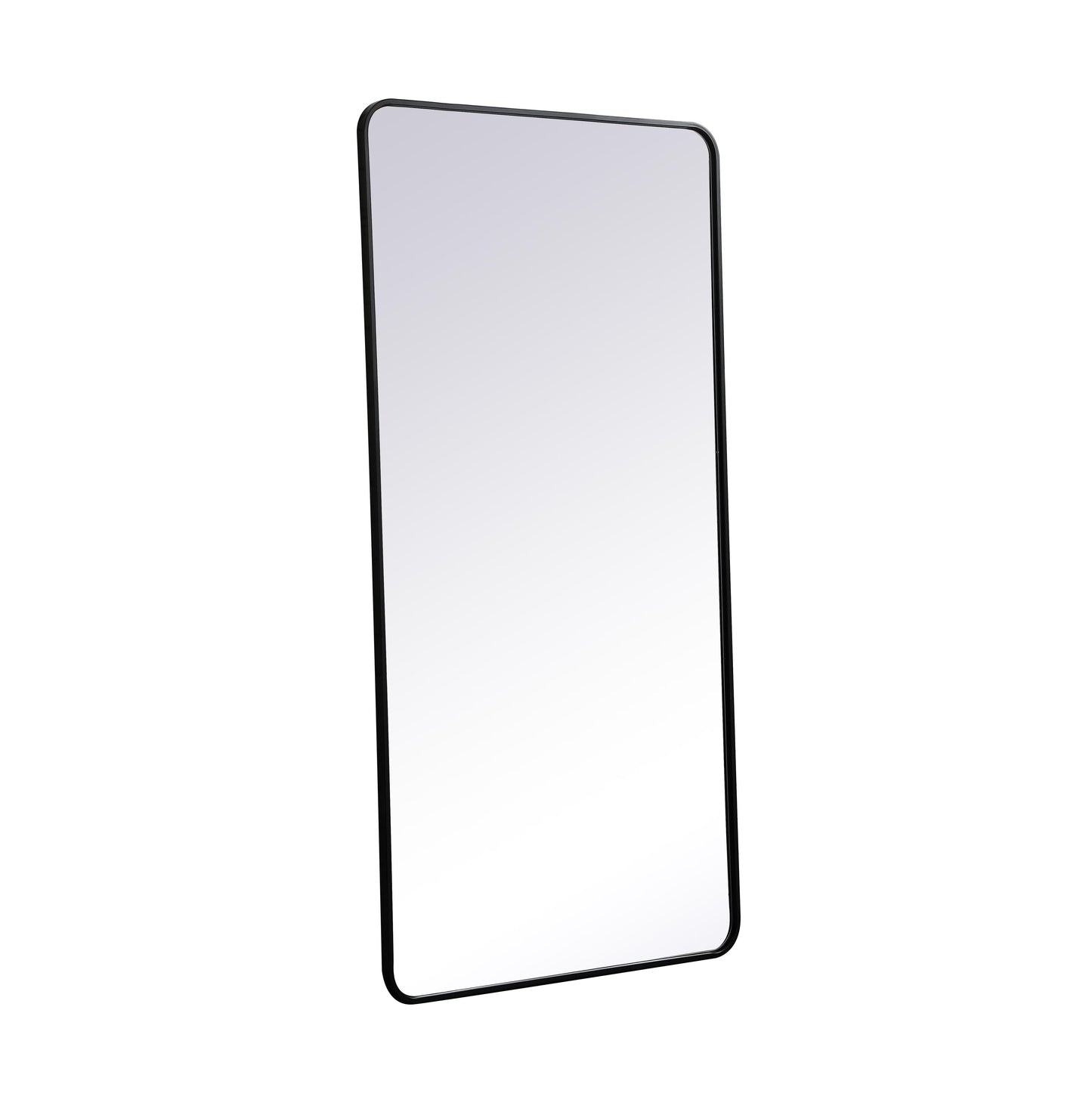 Aura, Soft Corner Metal Rectangular Mirror 30X60 Inch in, Modern, Black - MR2803060BK