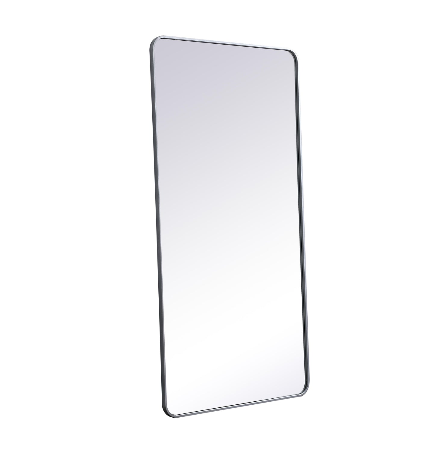 Aura, Soft Corner Metal Rectangular Mirror 30X60 Inch in, Modern, Silver - MR2803060S