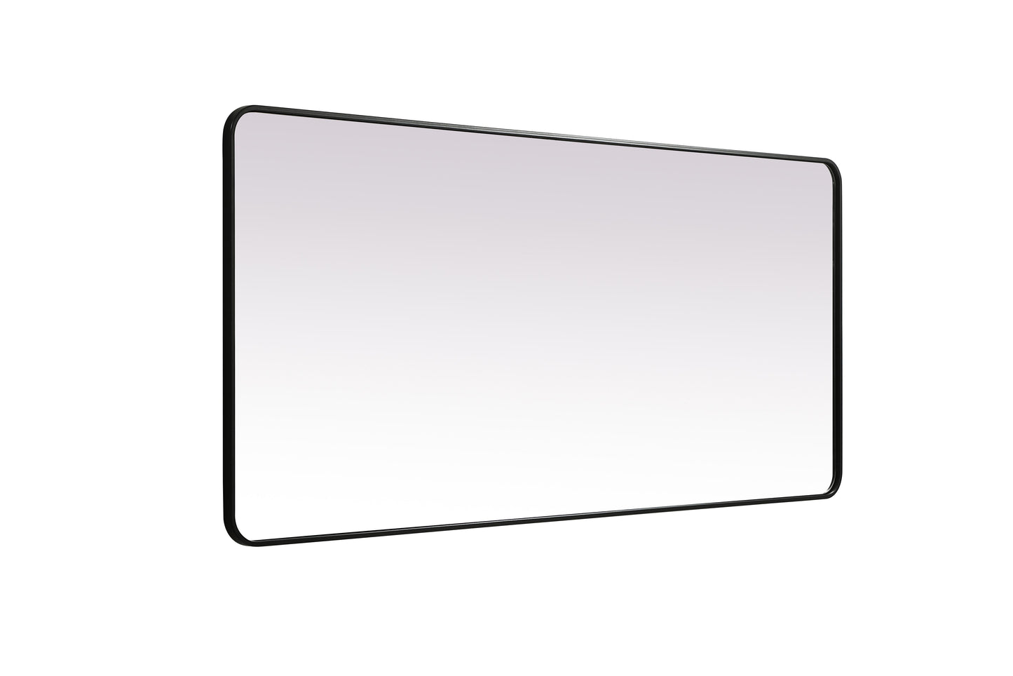 Aura, Soft Corner Metal Rectangle Mirror 32X72 Inch in, Modern, Black - MR2803272BK