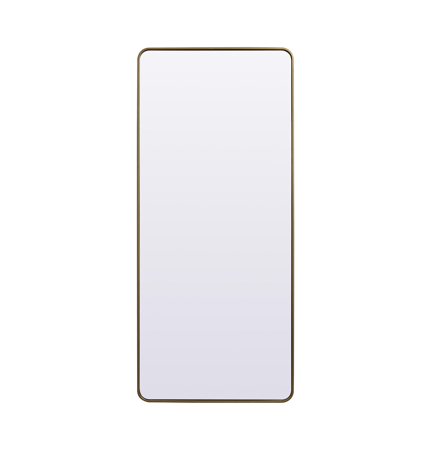 Aura, Soft Corner Metal Rectangle Mirror 32X72 Inch in, Modern, Brass - MR2803272BR