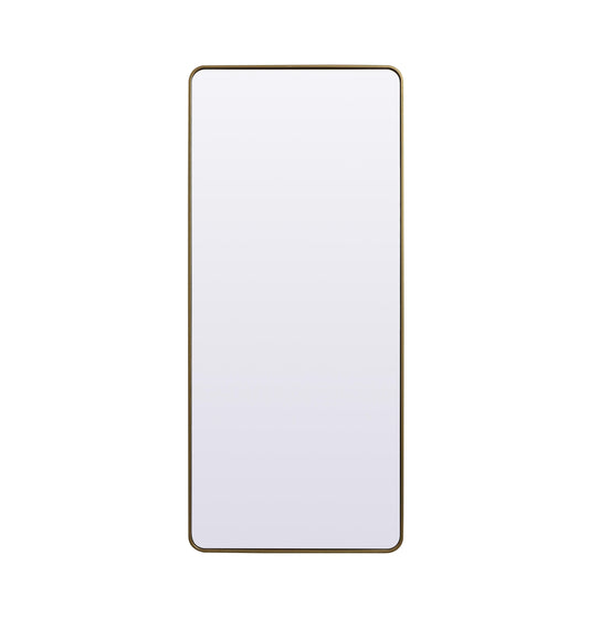 Aura, Soft Corner Metal Rectangle Mirror 32X72 Inch in, Modern, Brass - MR2803272BR