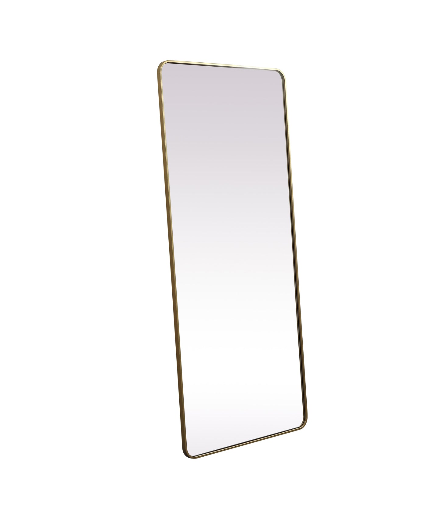 Aura, Soft Corner Metal Rectangle Mirror 32X72 Inch in, Modern, Brass - MR2803272BR