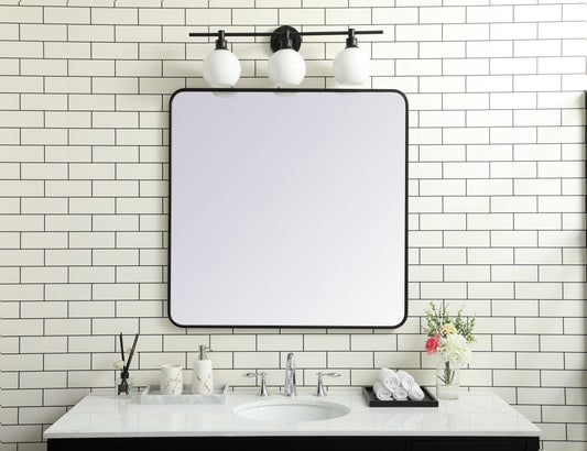 Aura, Soft Corner Metal Rectangular Mirror 36X36 Inch in, Modern, Black - MR2803636BK