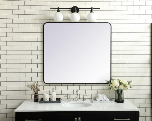 Aura, Soft Corner Metal Rectangular Mirror 36X40 Inch in, Modern, Black - MR2803640BK