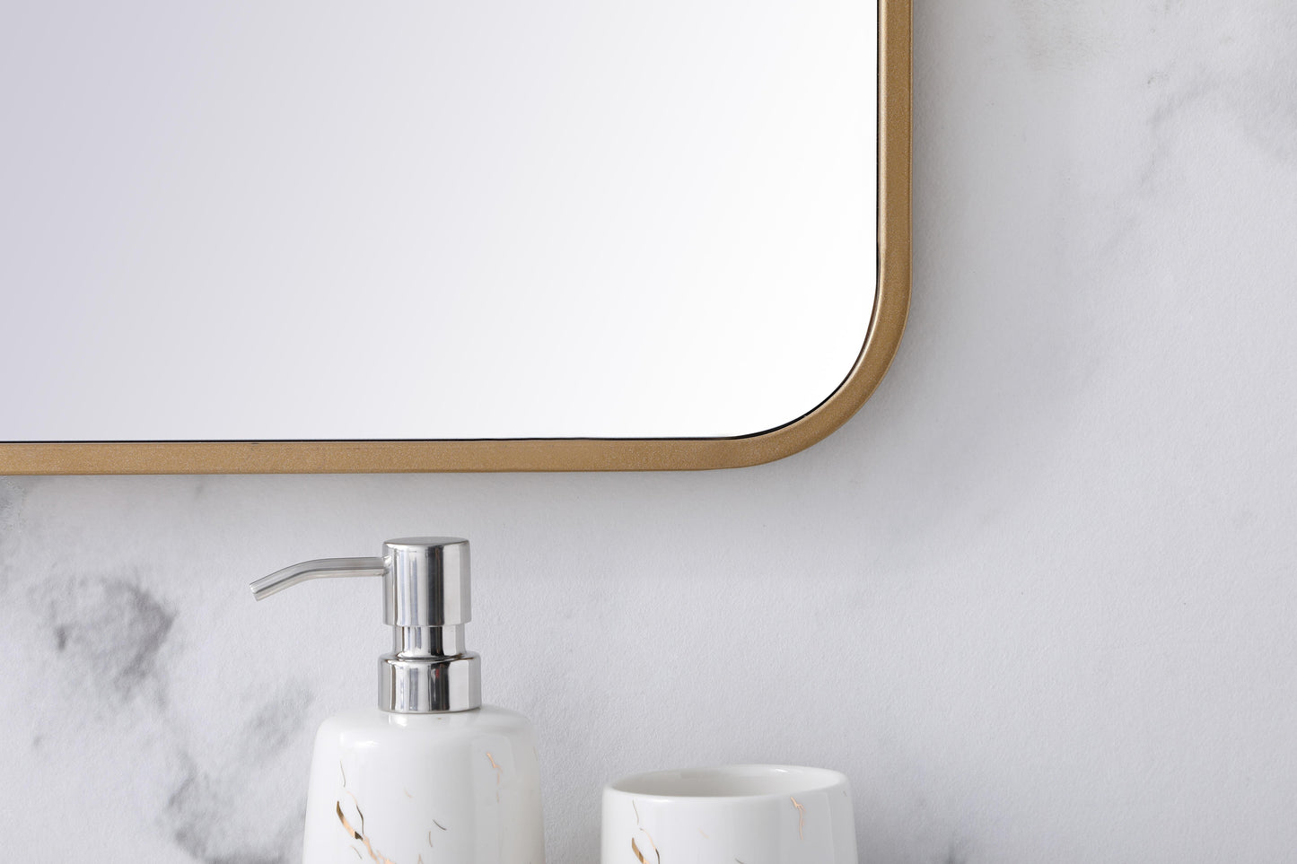 Aura, Soft Corner Metal Rectangular Mirror 36X40 Inch in, Modern, Brass - MR2803640BR