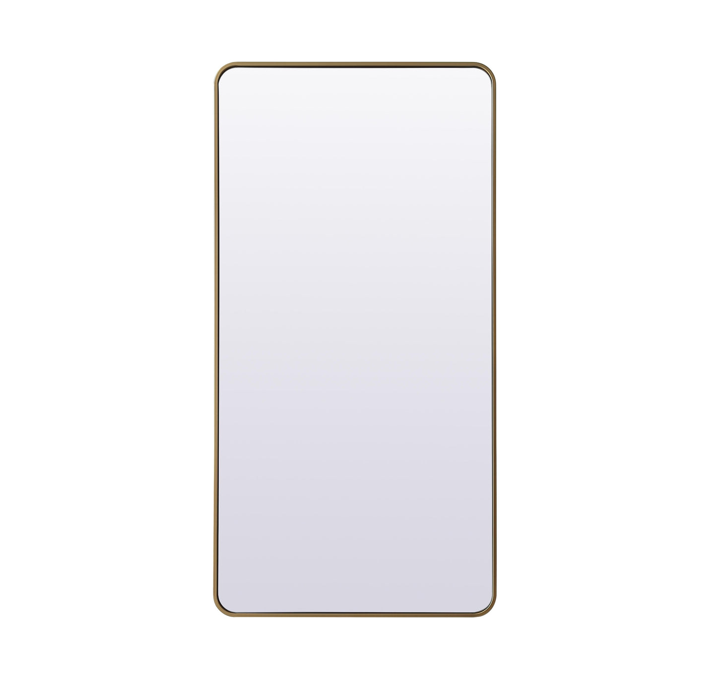 Aura, Soft Corner Metal Rectangle Full Length Mirror 30X60 Inch in, Modern, Brass - MR2903060BR