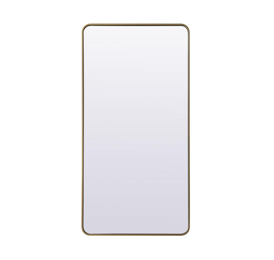 Aura, Soft Corner Metal Rectangle Full Length Mirror 30X60 Inch in, Modern, Brass - MR2903060BR