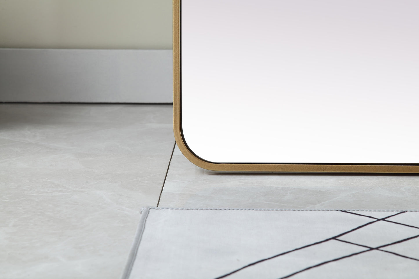 Aura, Soft Corner Metal Rectangle Full Length Mirror 30X60 Inch in, Modern, Brass - MR2903060BR