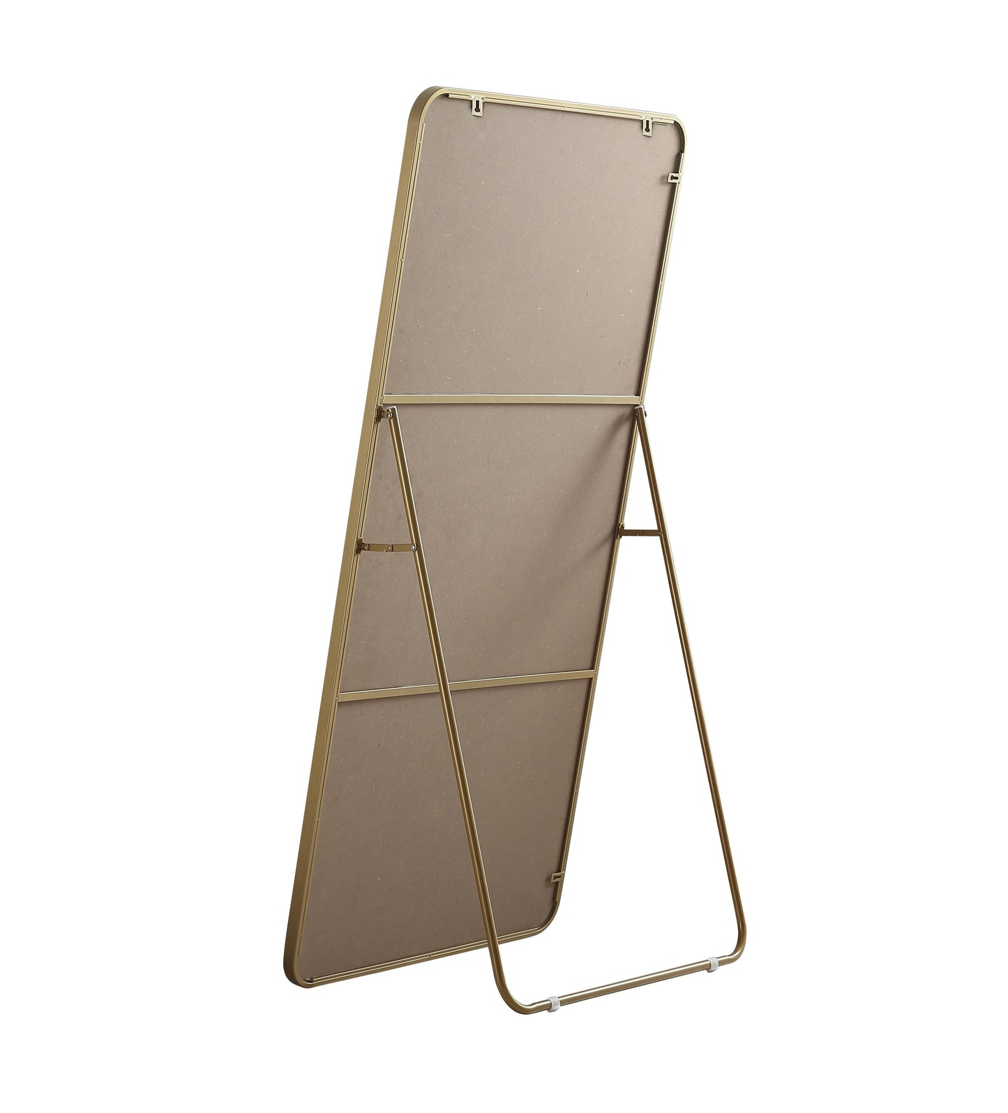 Aura, Soft Corner Metal Rectangle Full Length Mirror 30X60 Inch in, Modern, Brass - MR2903060BR