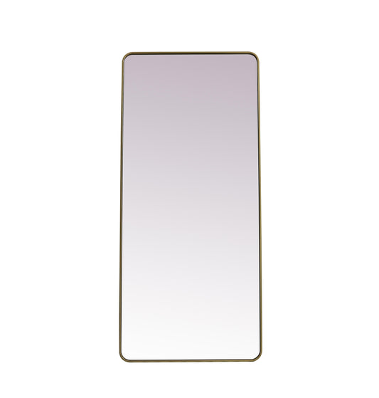 Aura, Soft Corner Metal Rectangle Full Length Mirror 32X72 Inch in, Modern, Brass - MR2903272BR