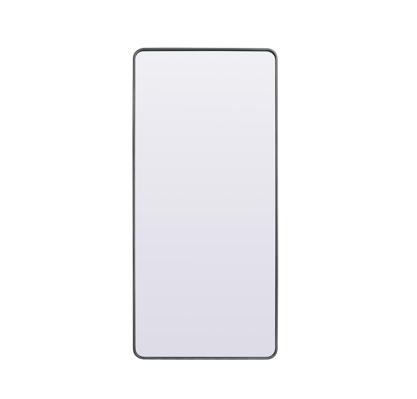 Aura, Soft Corner Metal Rectangle Full Length Mirror 32X72 Inch in, Modern, Silver - MR2903272S