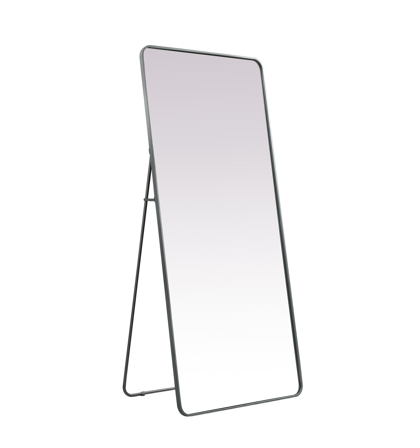 Aura, Soft Corner Metal Rectangle Full Length Mirror 32X72 Inch in, Modern, Silver - MR2903272S