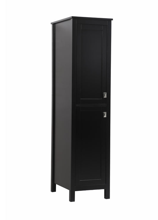 16 Inch Wide Bathroom Linen Storage Freestanding Cabinet in Black - BC1001665BK