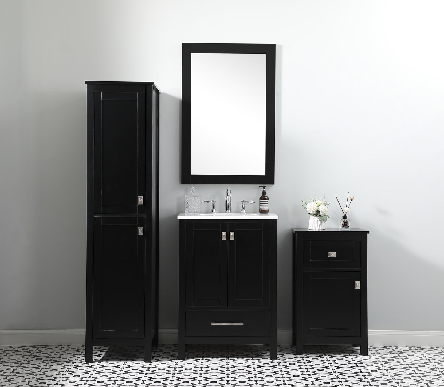 18 Inch Wide Bathroom Storage Freedstanding Cabinet in Black - BC1001830BK