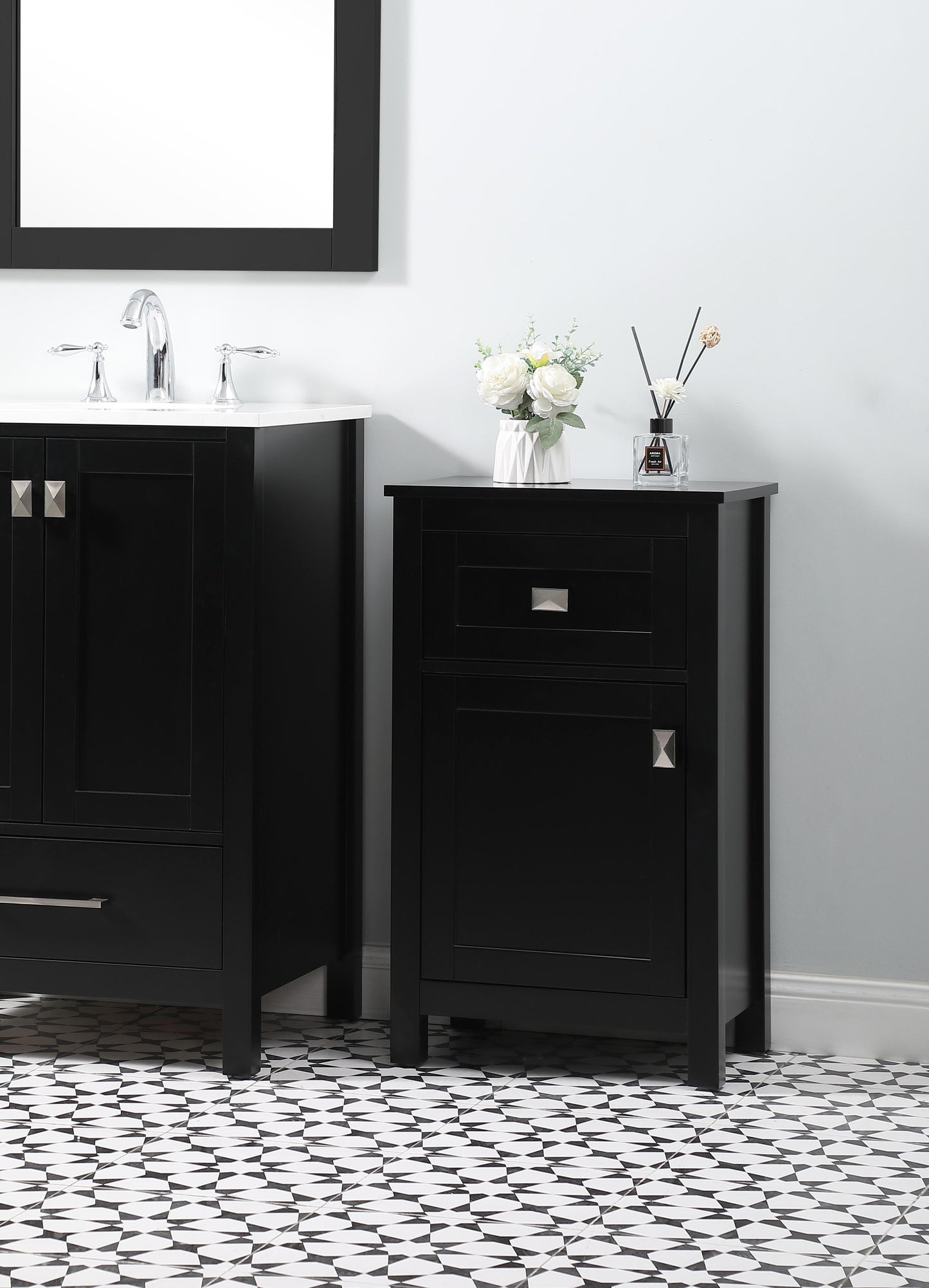 18 Inch Wide Bathroom Storage Freedstanding Cabinet in Black - BC1001830BK