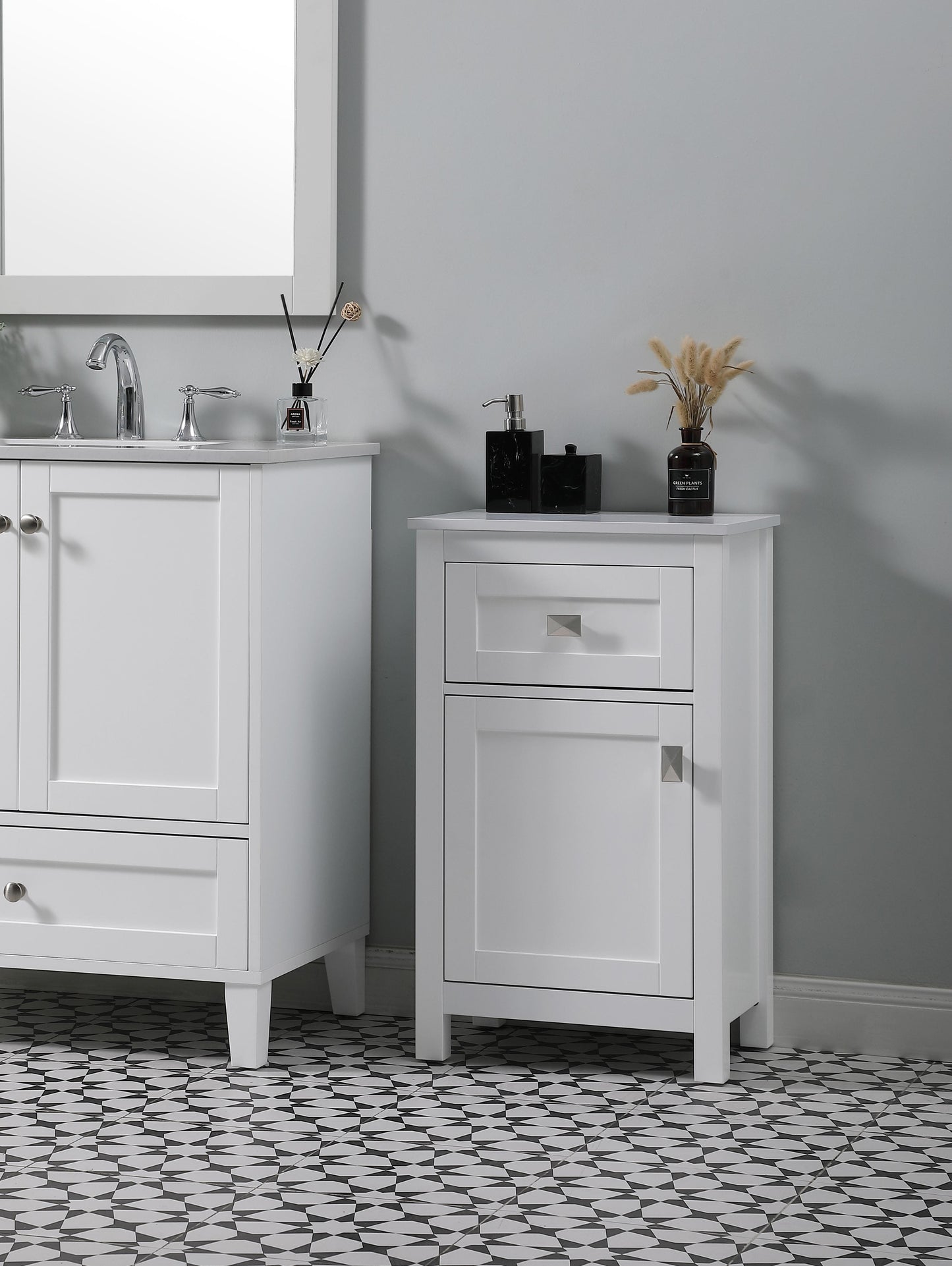 18 Inch Wide Bathroom Storage Freedstanding Cabinet in White - BC1001830WH