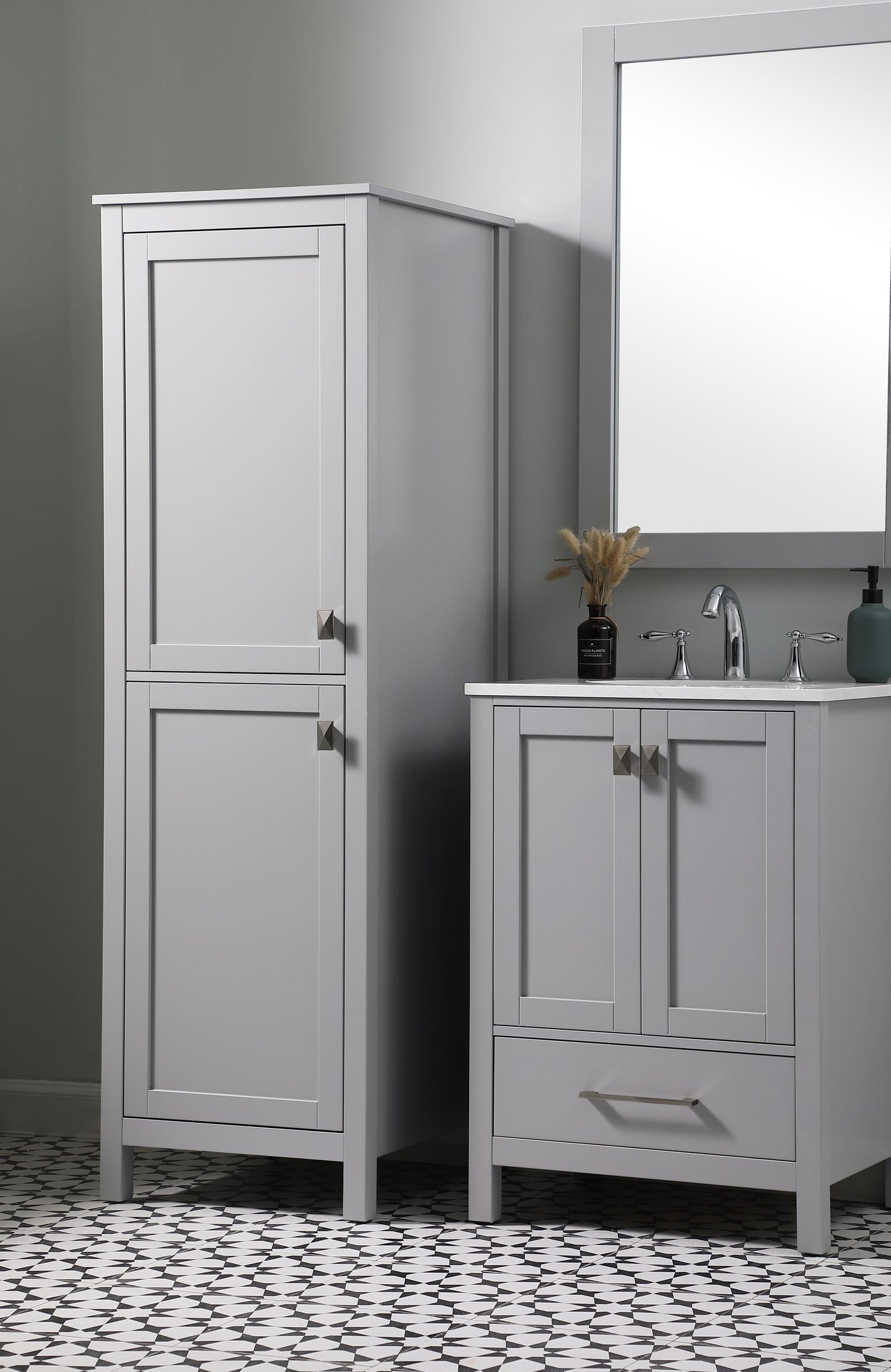 20 Inch Wide Bathroom Linen Storage Freestanding Cabinet in Grey - BC1002065GR