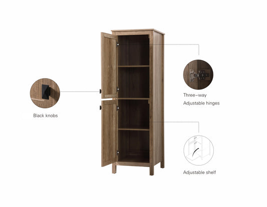 20 Inch Wide Bathroom Linen Storage Freestanding Cabinet in Natural Oak - BC1002065NT