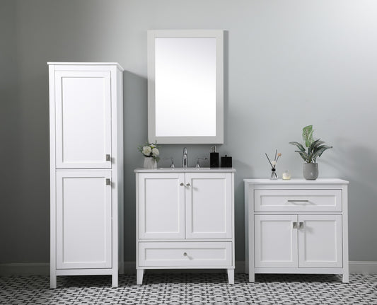 20 Inch Wide Bathroom Linen Storage Freestanding Cabinet in White - BC1002065WH