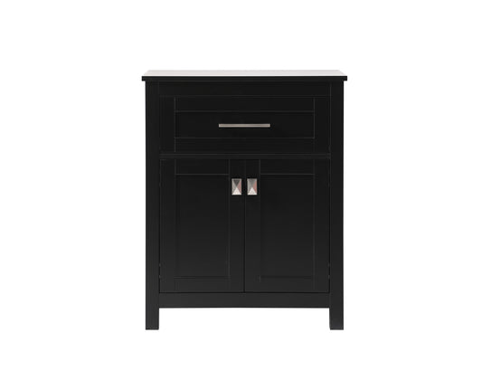 24 Inch Wide Bathroom Storage Freestanding Cabinet in Black - BC1002430BK