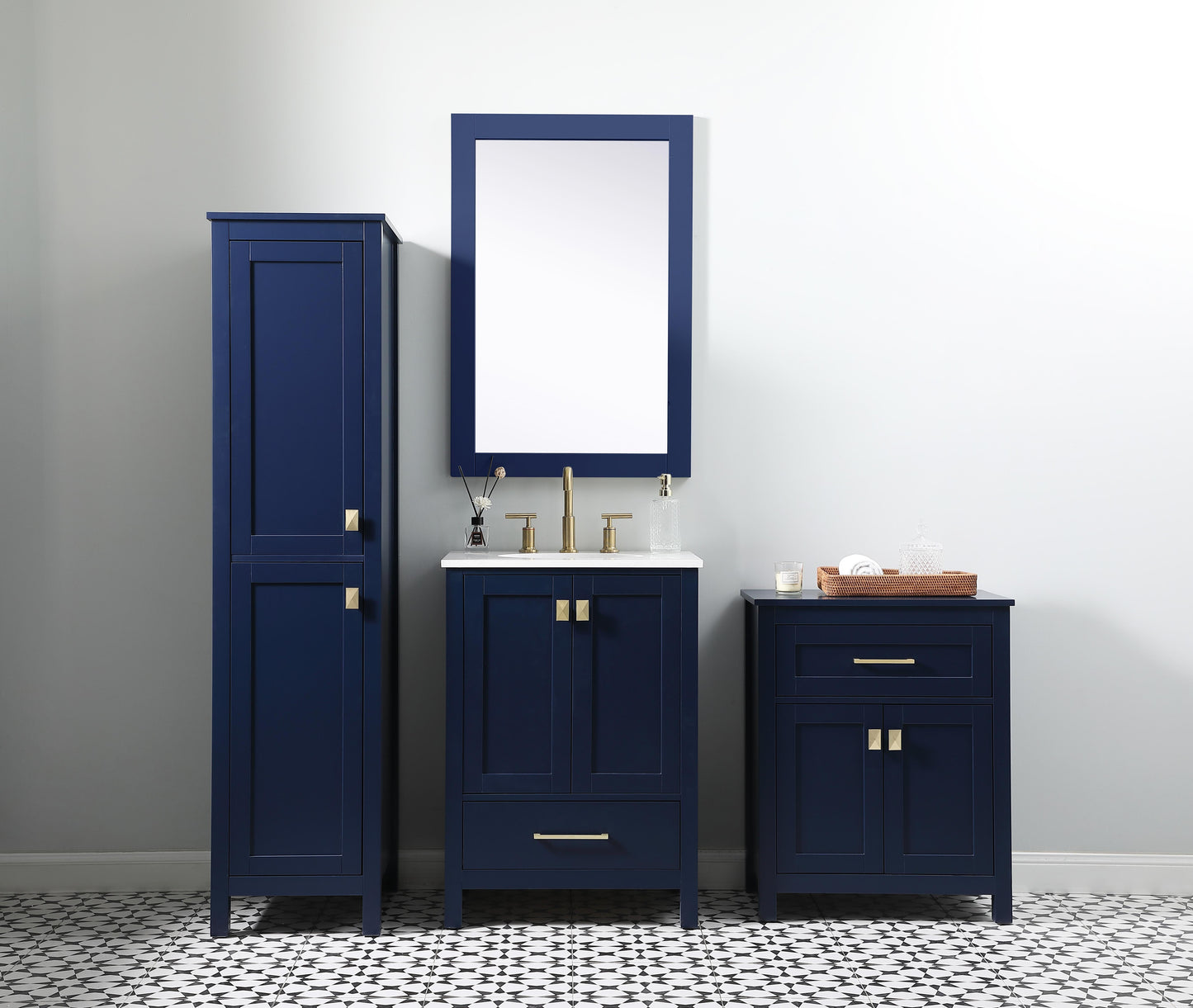 24 Inch Wide Bathroom Storage Freestanding Cabinet in Blue - BC1002430BL