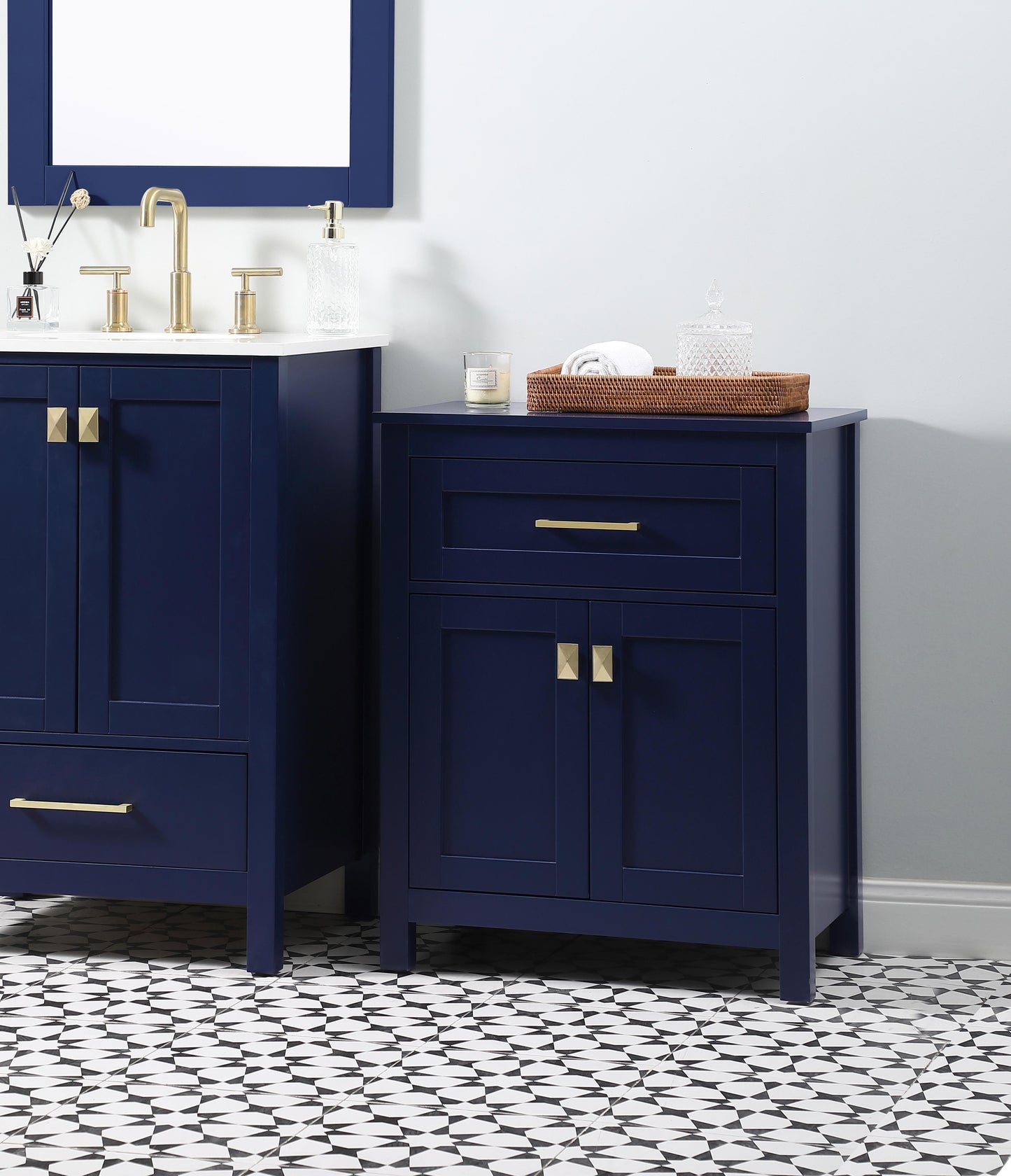 24 Inch Wide Bathroom Storage Freestanding Cabinet in Blue - BC1002430BL