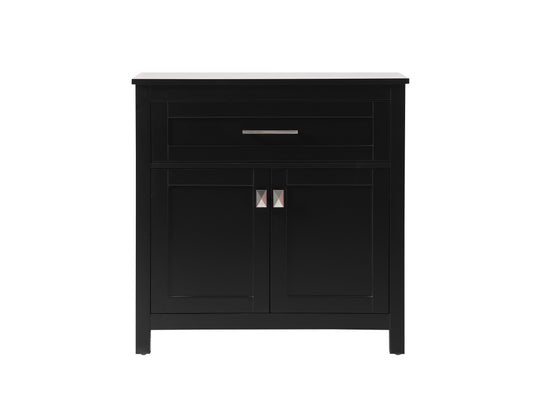 30 Inch Wide Bathroom Storage Freestanding Cabinet in Black - BC1003030BK