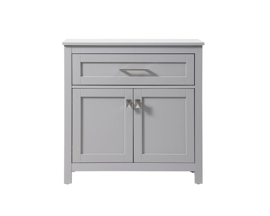 30 Inch Wide Bathroom Storage Freestanding Cabinet in Grey - BC1003030GR