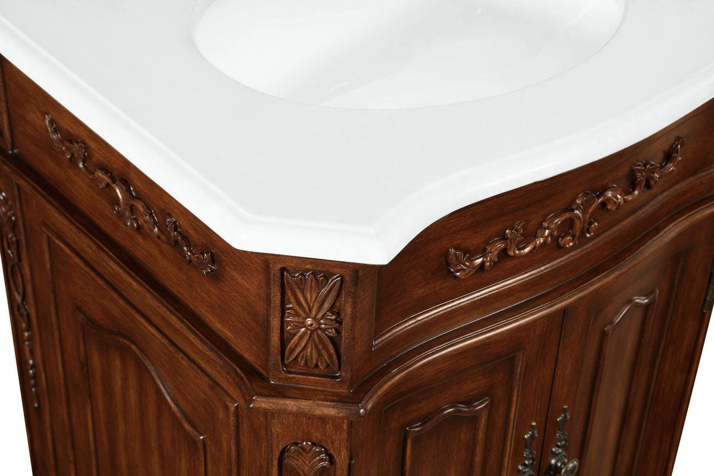 24 inch Single Bathroom Vanity in Brown with Ivory White Engineered Marble - BV1002436TK