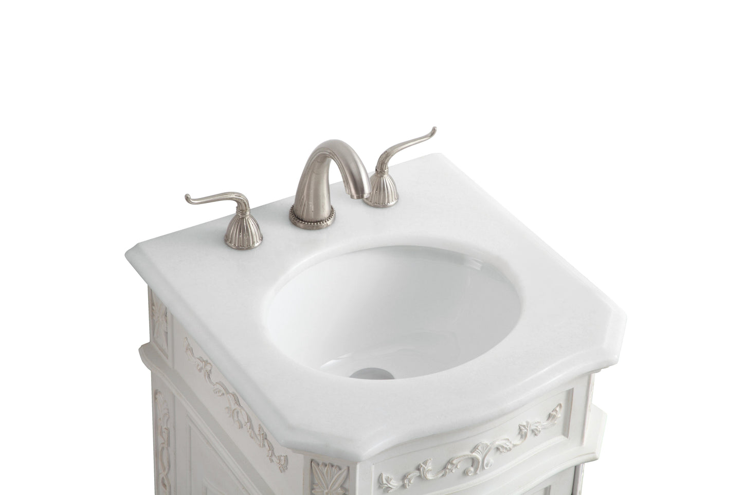 19 inch Single Bathroom Vanity in Antique White with Ivory White Engineered Marble - BV1001936AW