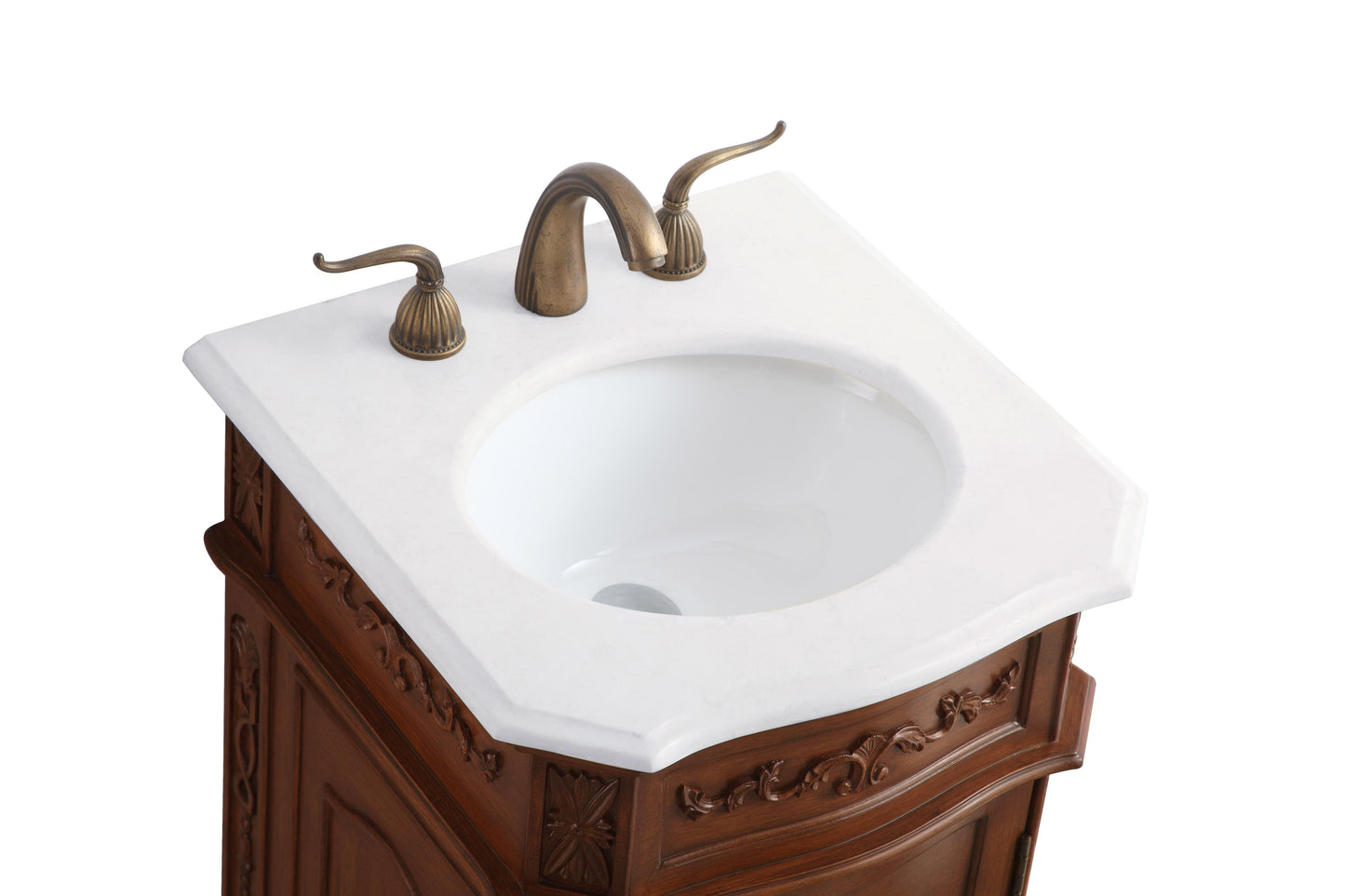 19 inch Single Bathroom Vanity in Teak with Ivory White Engineered Marble - BV1001936TK