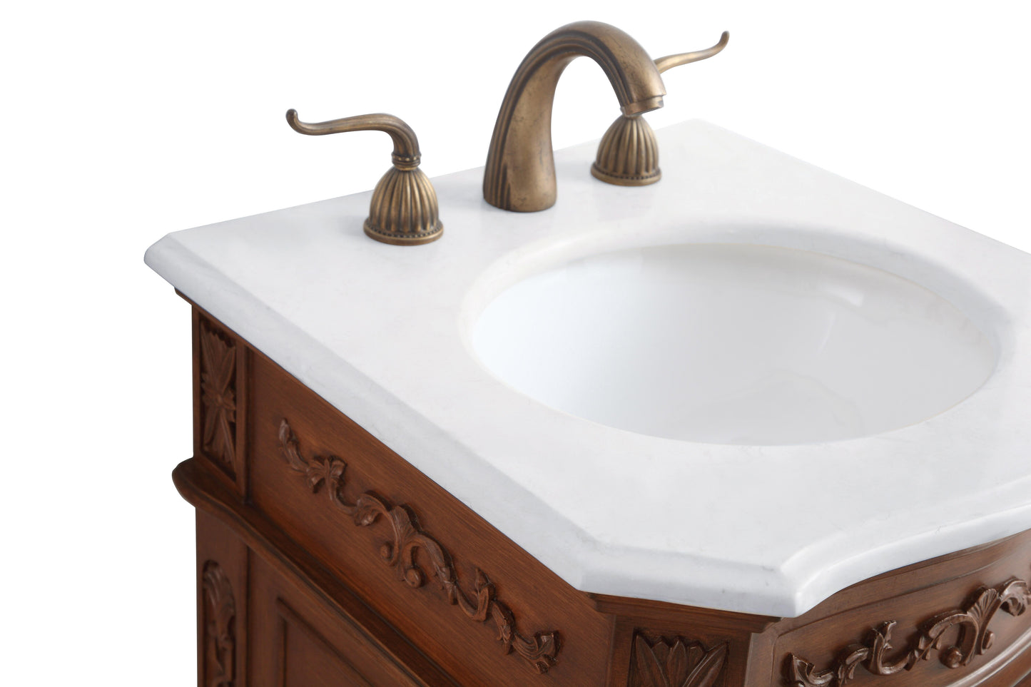 19 inch Single Bathroom Vanity in Teak with Ivory White Engineered Marble - BV1001936TK