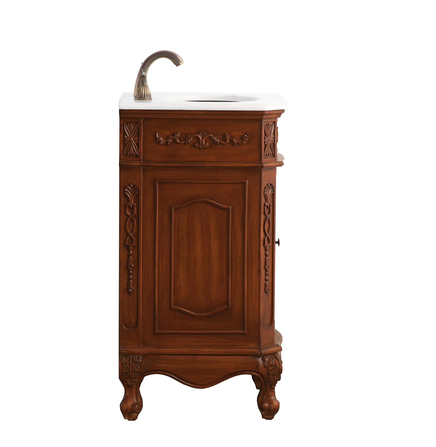 19 inch Single Bathroom Vanity in Teak with Ivory White Engineered Marble - BV1001936TK