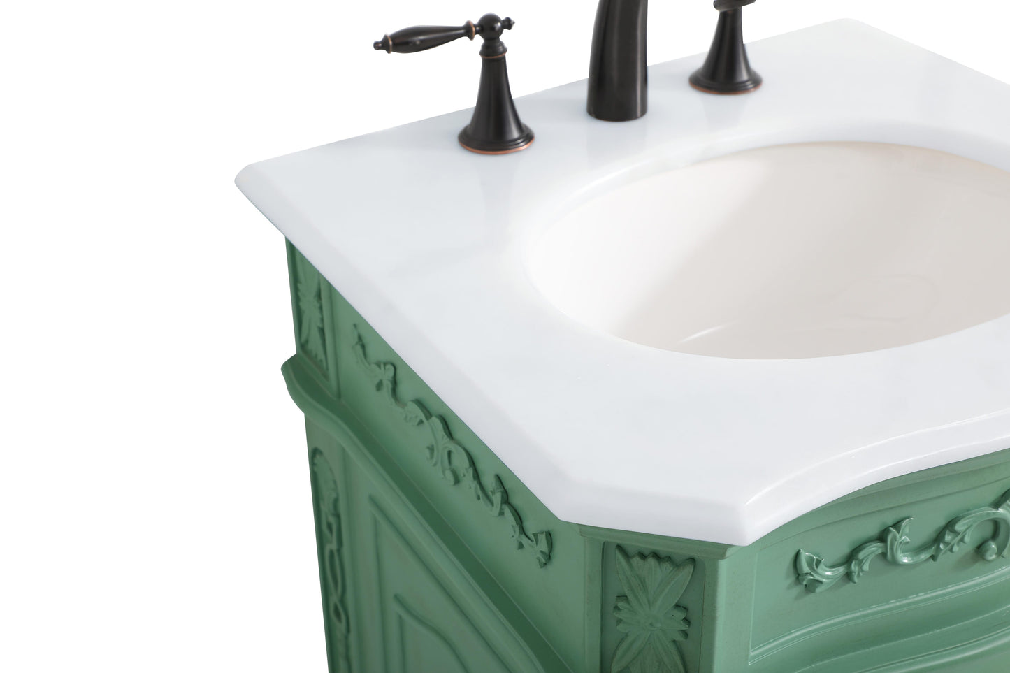 21 inch Single Bathroom Vanity in Vintage Mint with Ivory White Engineered Marble