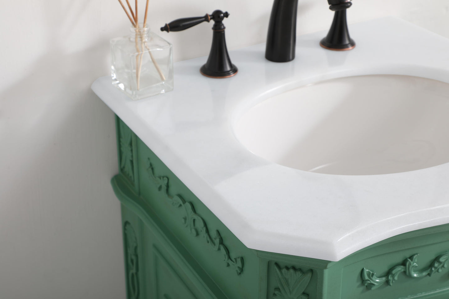 21 inch Single Bathroom Vanity in Vintage Mint with Ivory White Engineered Marble