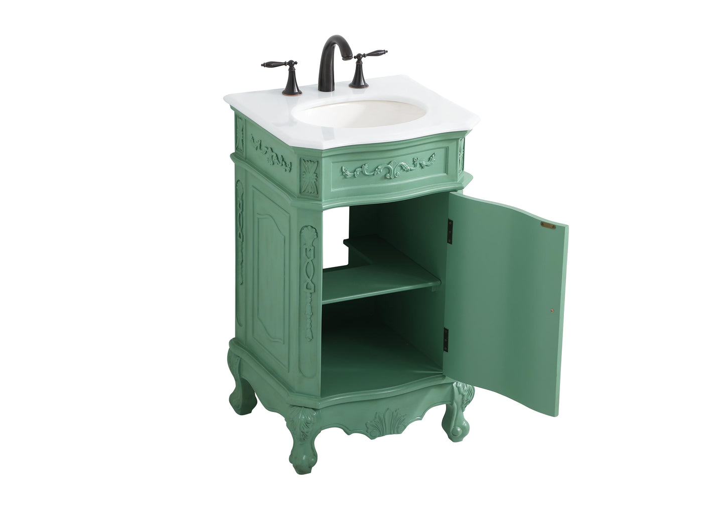 21 inch Single Bathroom Vanity in Vintage Mint with Ivory White Engineered Marble