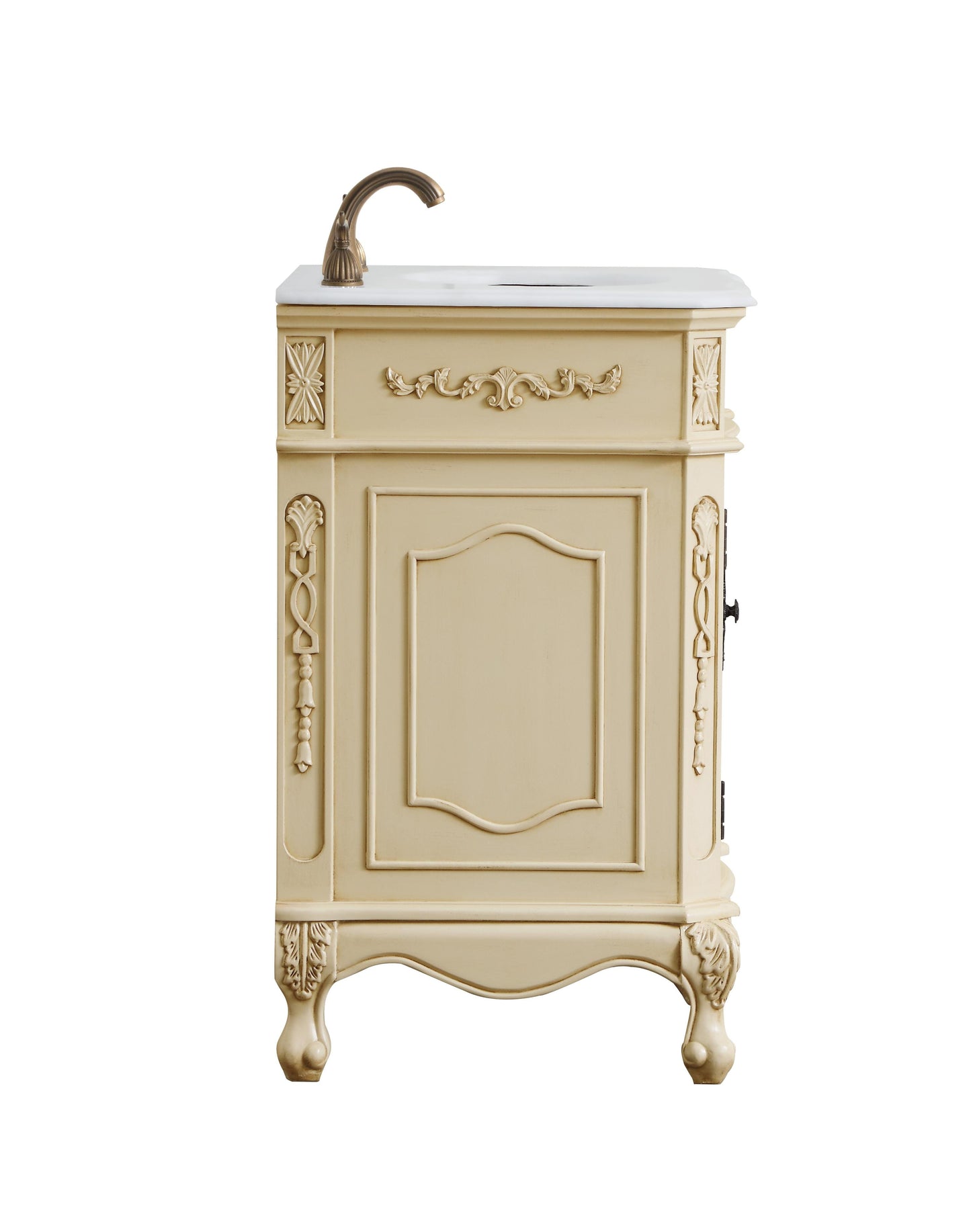 24 inch Single Bathroom Vanity in Light Antique Beige with Ivory White Engineered Marble - BC1002436LT