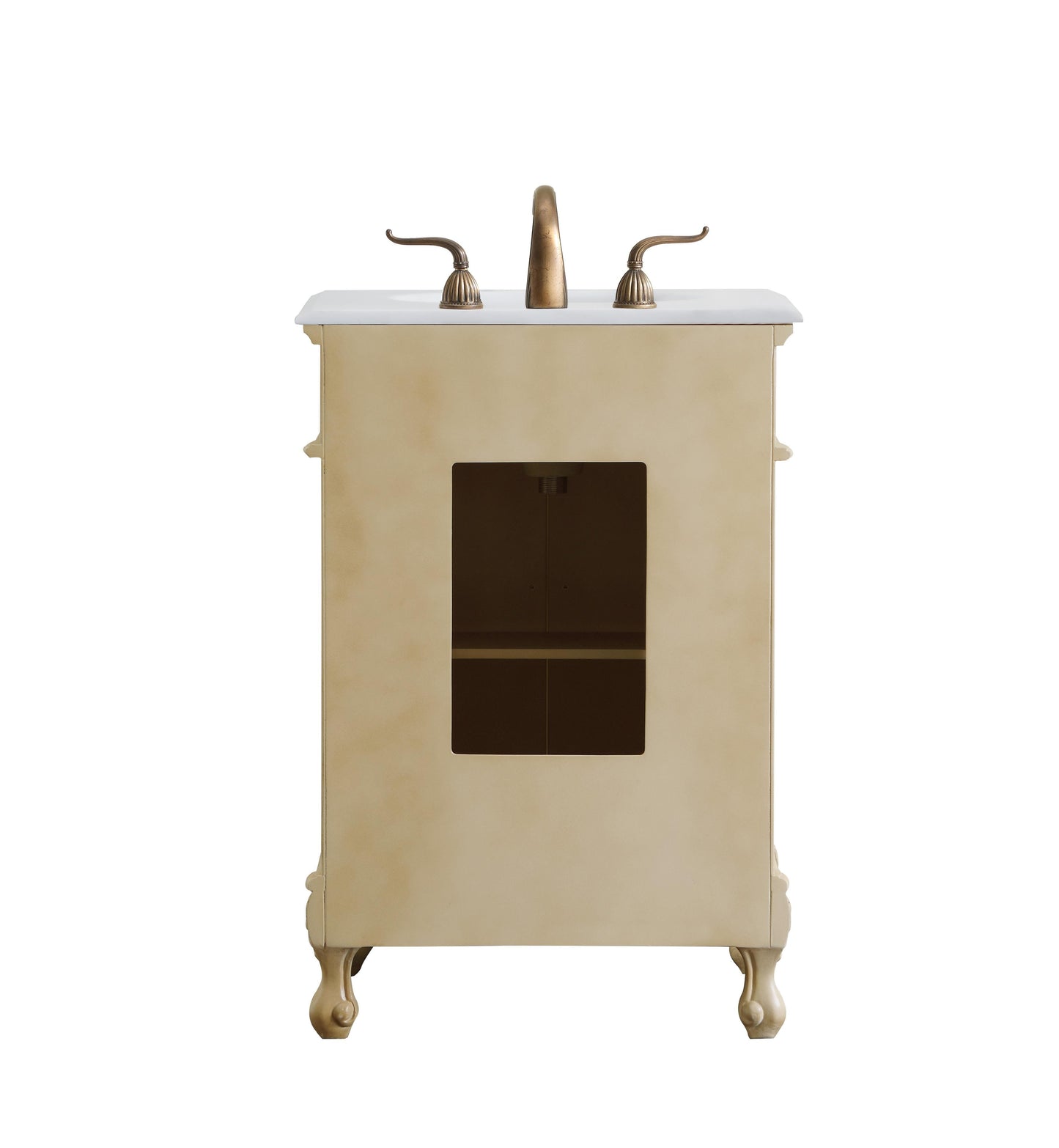 24 inch Single Bathroom Vanity in Light Antique Beige with Ivory White Engineered Marble - BC1002436LT