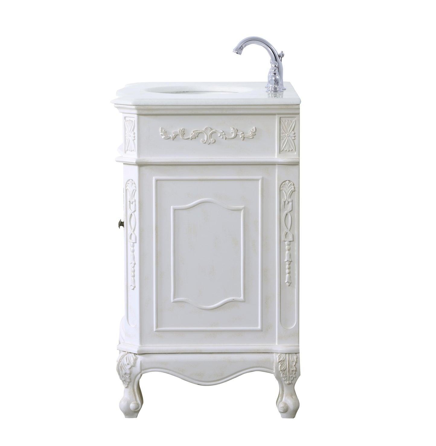 32 inch Single Bathroom Vanity in Antique White with Ivory White Engineered Marble - BC1003236AW